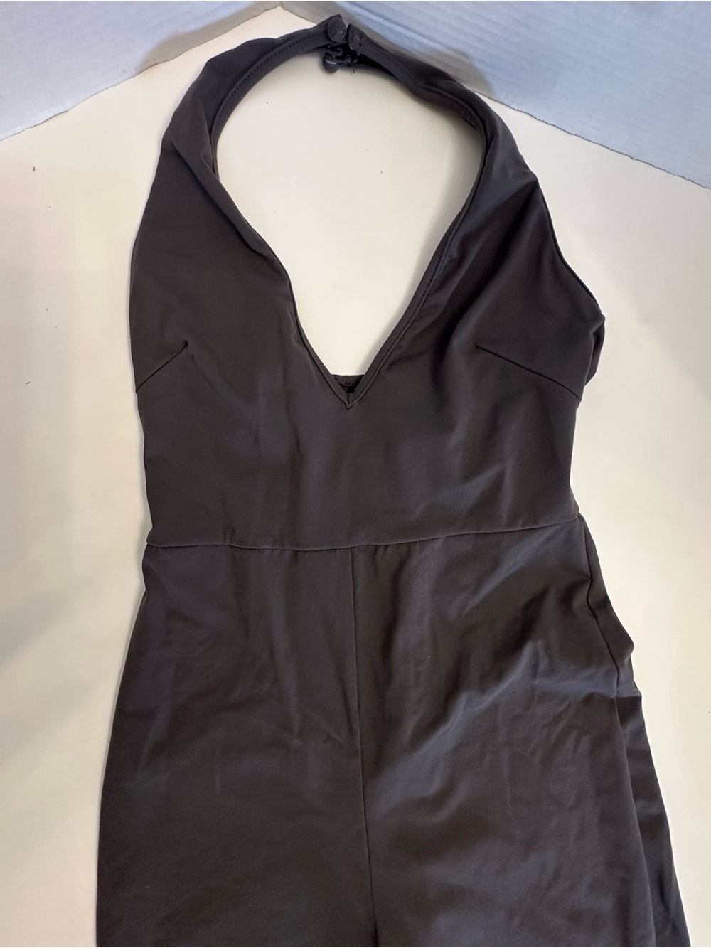 White Fox V Neck Women’s Grey Jumpsuit - Spaghetti Strap